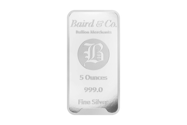 5oz Silver Baird & Co Bar Minted 999