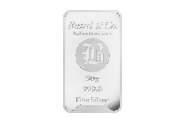 50g Silver Baird & Co Minted Bar 999