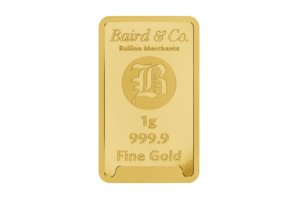 1g Gold Baird & Co Minted Bar 999.9