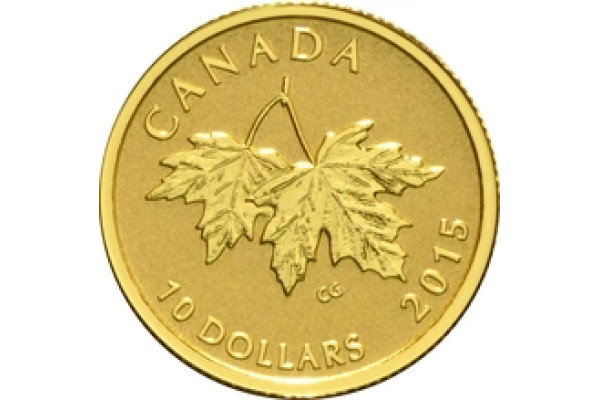 2015 $10 Pure Gold Coin Maple Leaves 1/4oz