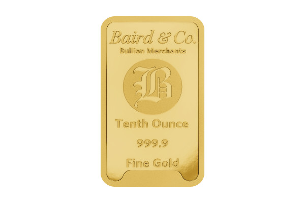 1/10oz Gold Baird & Co Minted Bar 999.9