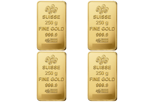 4x 250g Lady Fortuna Gold Minted Bar