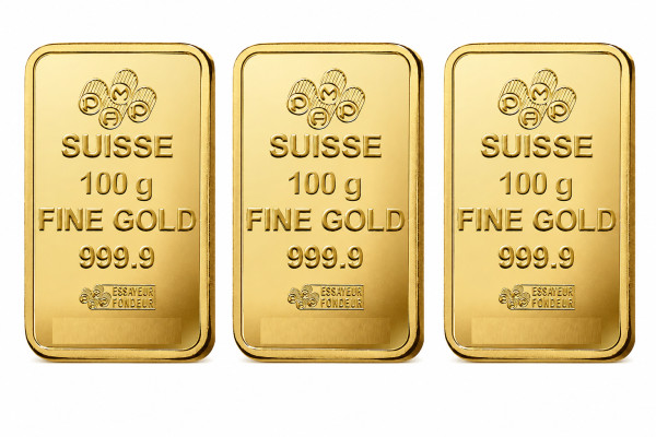 3x 100g Lady Fortuna Gold Minted Bar