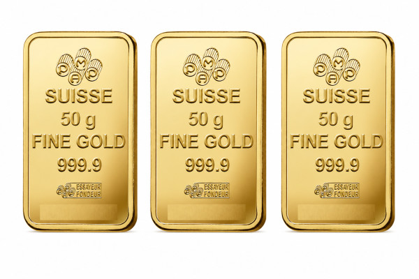 3x 50g Lady Fortuna Gold Minted Bar