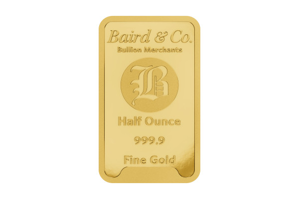 1/2oz Gold Baird & Co Minted Bar 999.9