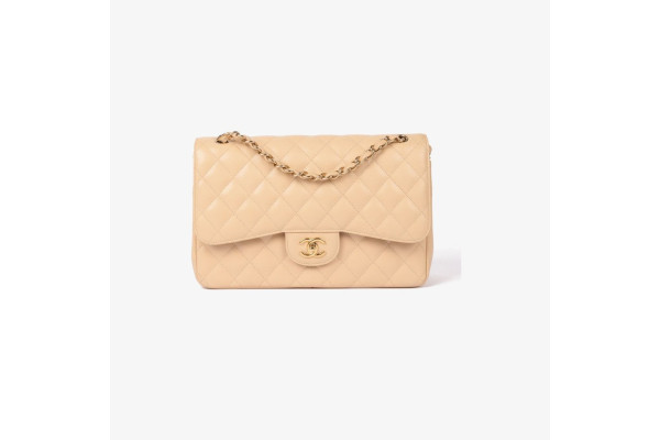 Chanel Jumbo Classic Double Flap – Beige Caviar Leather, Gold Hardware 