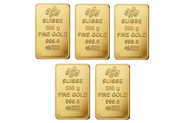 5x 500g Lady Fortuna Gold Minted Bar