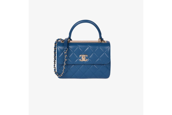 Chanel Small Trendy CC Top Handle – Navy Blue Quilted Lambskin Leather 
