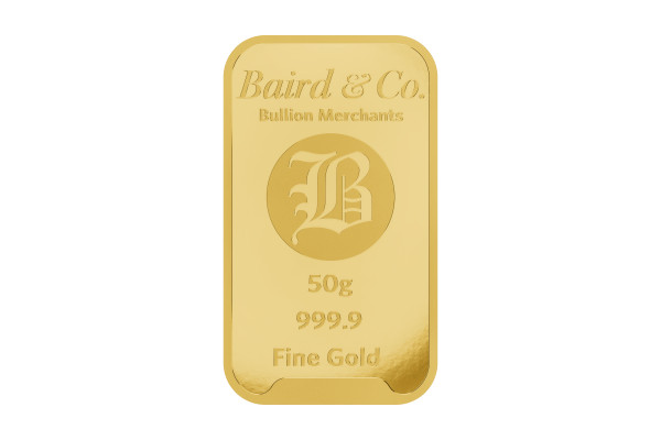 50g Gold Baird & Co Minted Bar 999.9