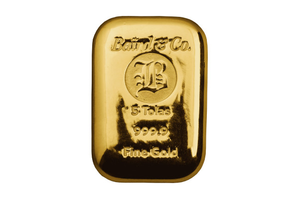 5 Tola Gold Baird & Co Bar Cast 999.9