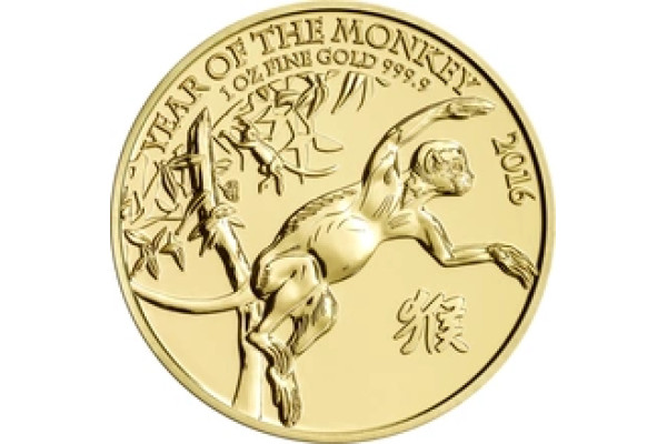 2016 Year of the Monkey Gold Coin 1oz Royal Mint Lunar Series
