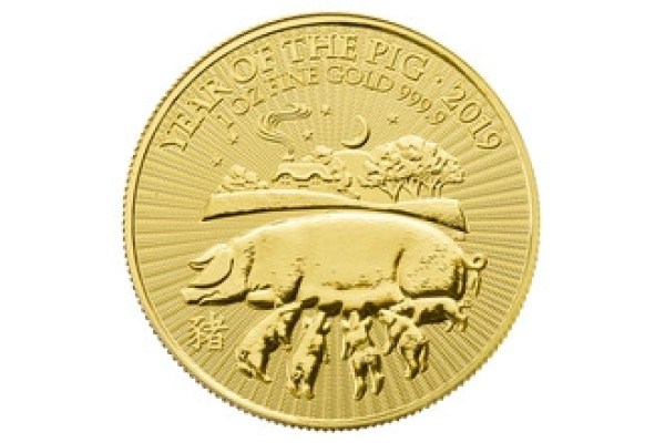 2019 Year of the Pig Gold Coin 1oz Royal Mint Lunar Series