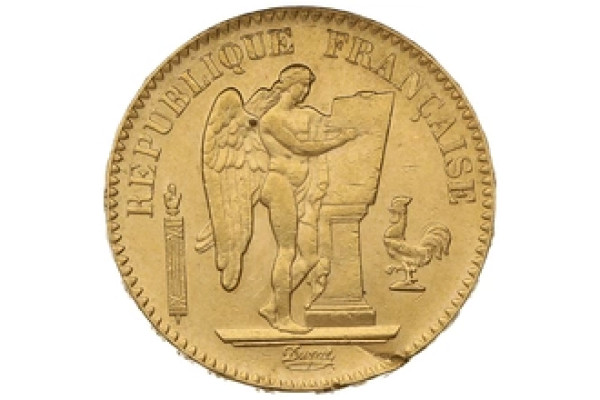 1887 French 20 Francs Gold Coin Guardian Angel A