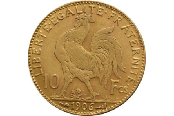 French 10 Francs Gold Coin Marianne Rooster