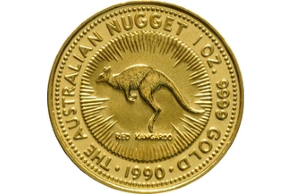 1990 Australian Kangaroo Gold Nugget Coin 1oz