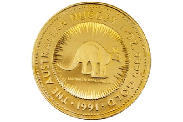 1991 Australian Kangaroo Gold Nugget Coin 1oz