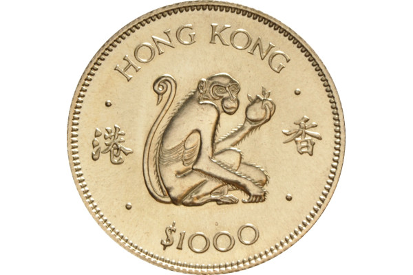 $1000 Hong Kong Gold Coin 1980 Year of the Monkey