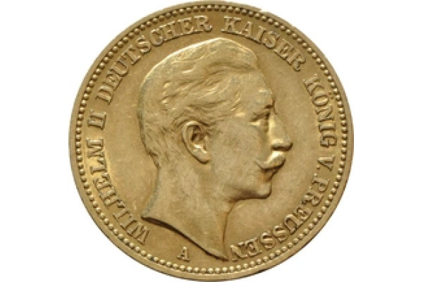 German 20 Mark Gold Coin Wilhelm II 1889-1913