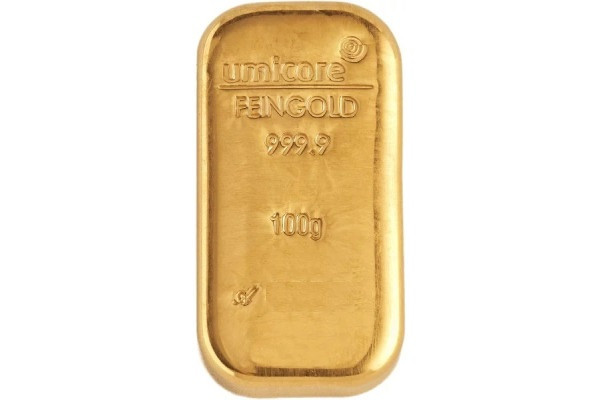 100g Gold Bar Umicore Cast