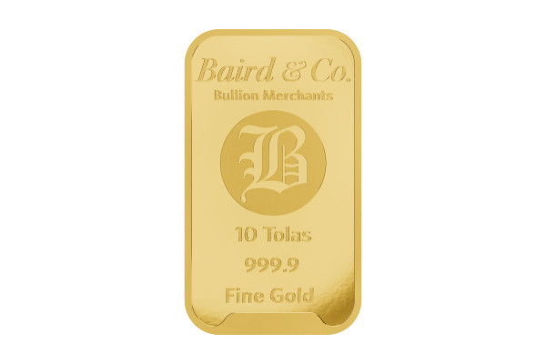 10 Tola Gold Baird & Co Minted Bar 999.9